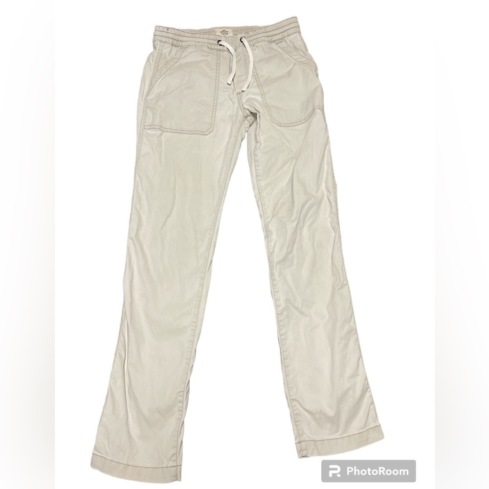 Marine Layer Cream Drawstring Pull On Cargo Style Straight Leg Pant Size Small - Picture 2 of 6